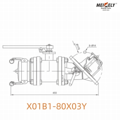 X01B1-80X03Y van chân với bộ máy van bướm cho xe tải xe tăng