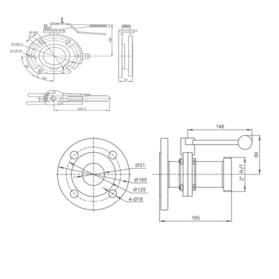 Sanitary Aseptic Sampling Valve Flange Widdop Butterfly Valve cho xe tải bể nước
